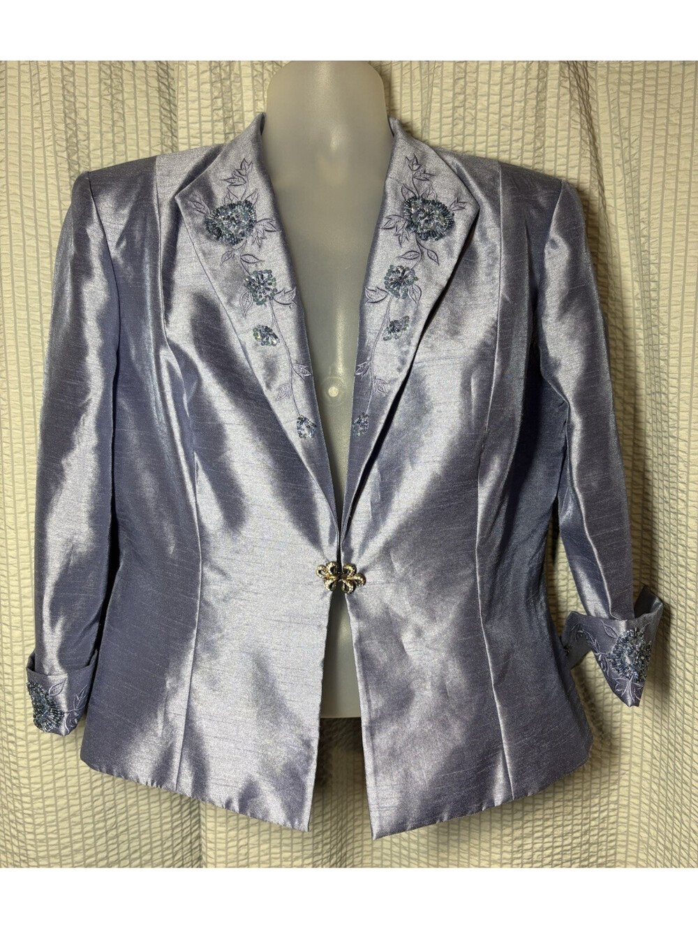 Cache Womens 14 Lavender Beaded Embroidered Evening Jacket Mother Bride Formal